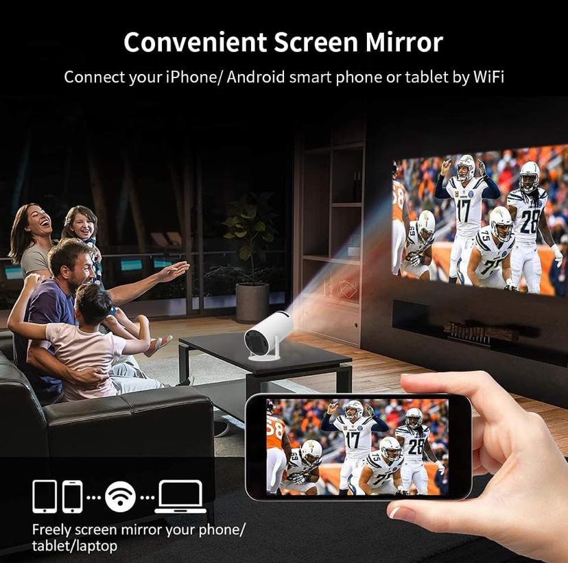 Smart Projector 1080p HD With All OTT Apps WIFI, Bluetooth 270 Degree Rotatable, Android, 100" Max Display