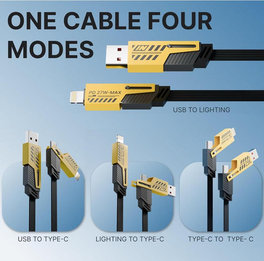4 in 1 Fast Charging Cable Lightning Port Compatible